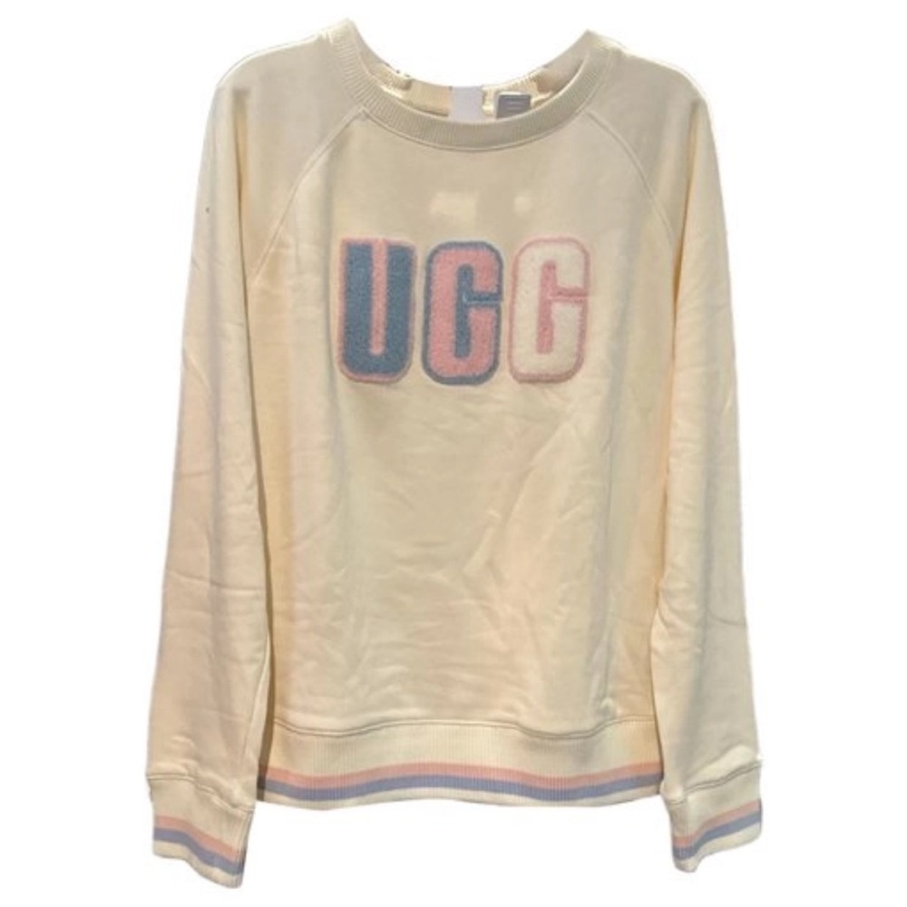 UGG Cream Sweatshirt with Pink and Blue Accents